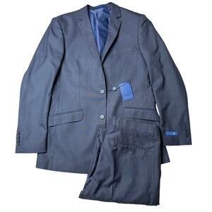 Gino Vitale Men's 2-Piece Slim Fit Suit Indigo Blue 40L 34W NWT Unhemmed